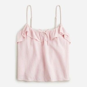 NWT J. Crew Ruffle soft gauze camisole pink size L
